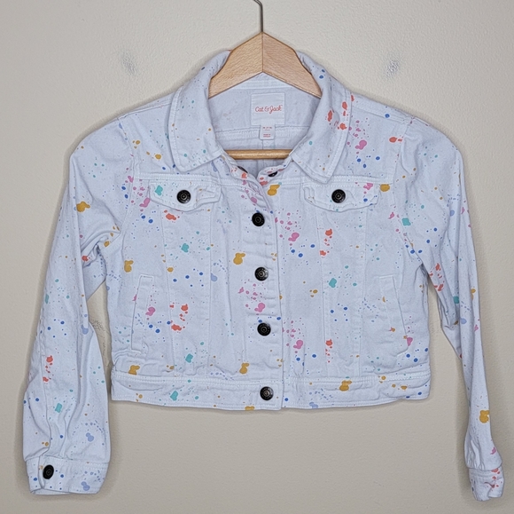 Cat & Jack Jackets & Coats Cat Jack Painted Splatter White Cropped Denim Jacket Poshmark